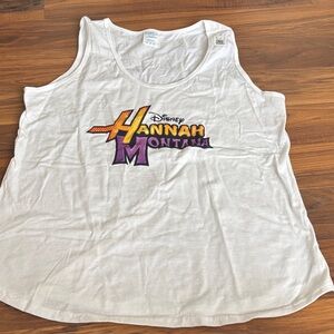 Port and Company White Tank Top with Hannah Montana Design